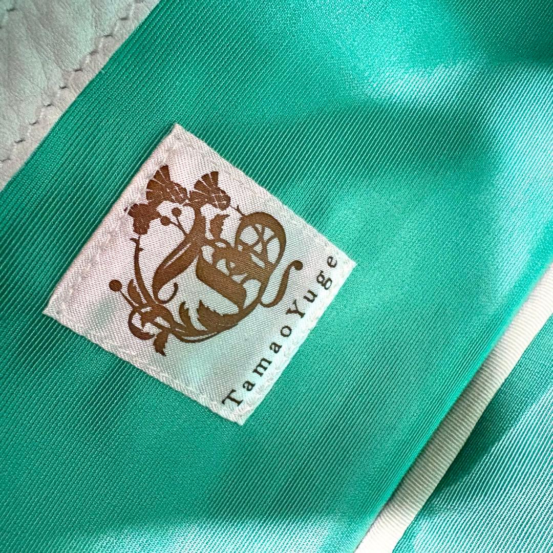 【極美品】タマオユゲ　弓削珠緒　ハンドバッグ　バンブー　ホワイト　花柄　希少