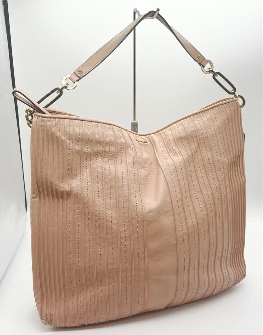 極美品COACHコーチハンドバッグピンクベージュ 本革 正規品 - メルカリ