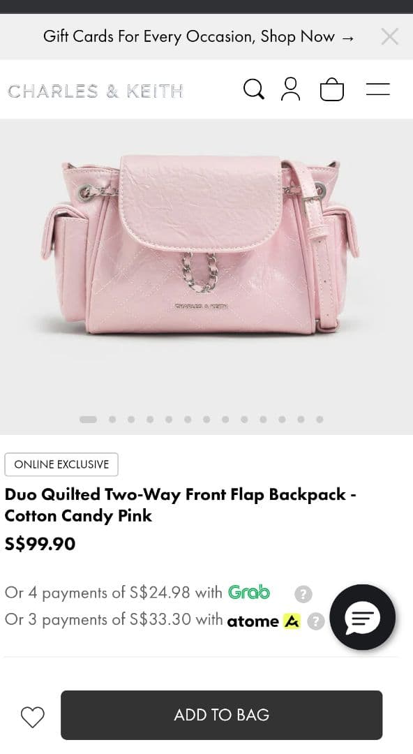 新品〉CHARLES&KEITH Duo 2wayフロントフラップバックパック - メルカリ