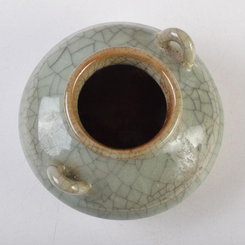 中国 哥釉 青磁 氷裂文 双耳香炉 C 9106 - メルカリ