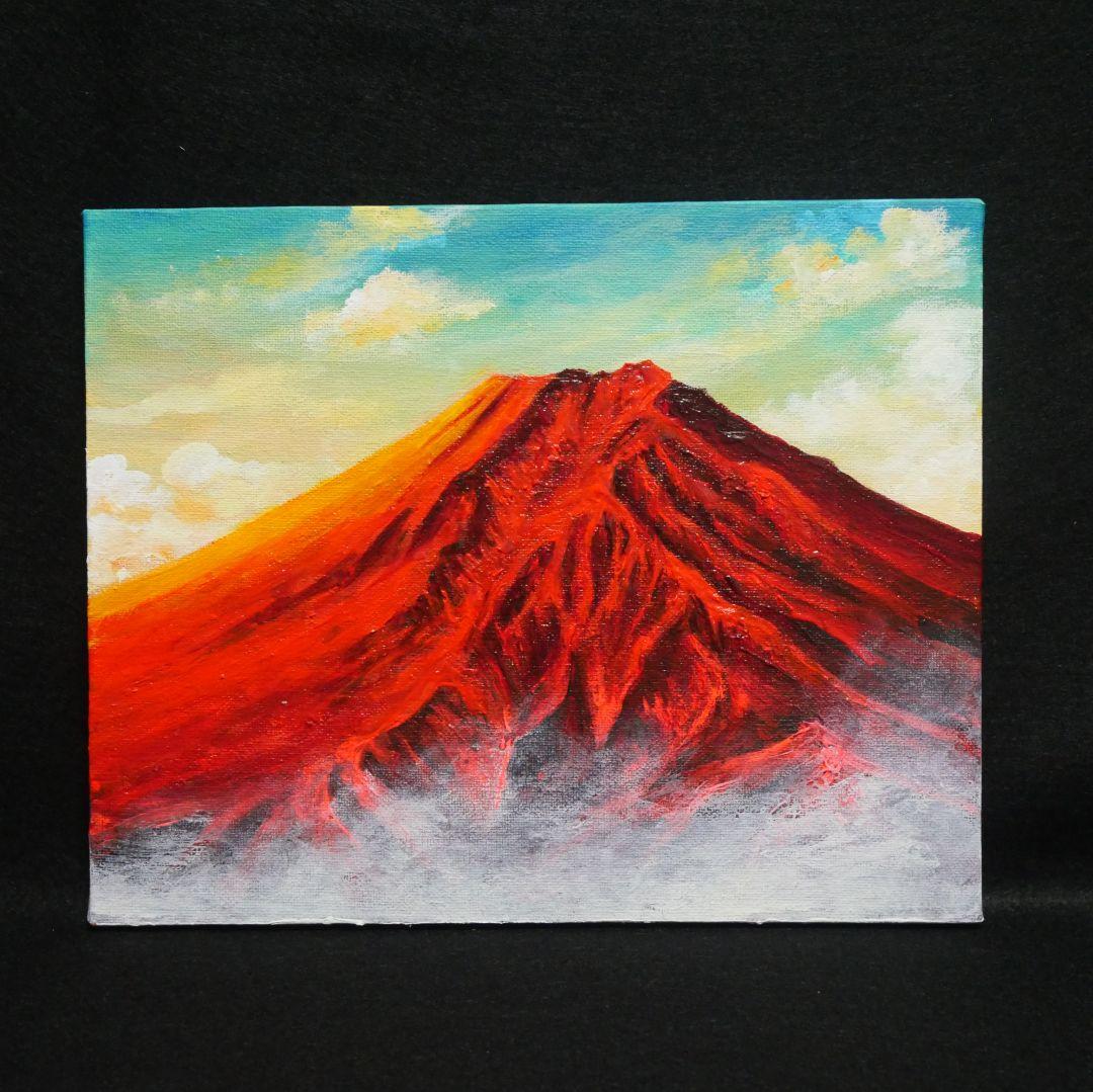 油絵 油彩 油彩画 絵 絵画 【朝焼けの紅富士】 - メルカリ