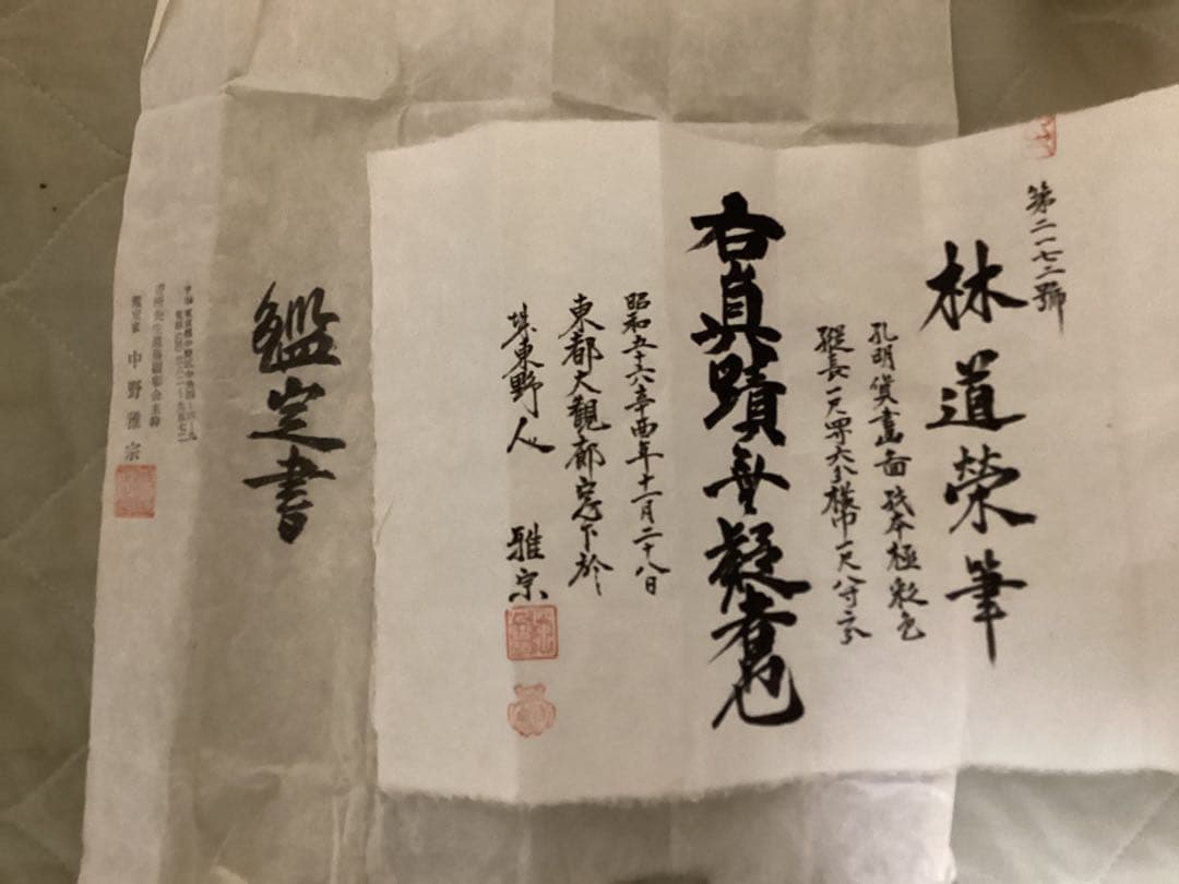 林　道栄　諸葛孔明　昭和56年11月28日 中野雅宗　鑑定書《城東野人》NO59