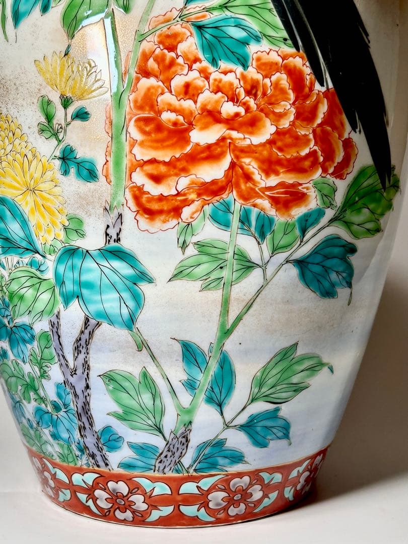 香蘭社 明治初期 釉下彩上絵花鳥図大花瓶 有田 伊万里 - メルカリ