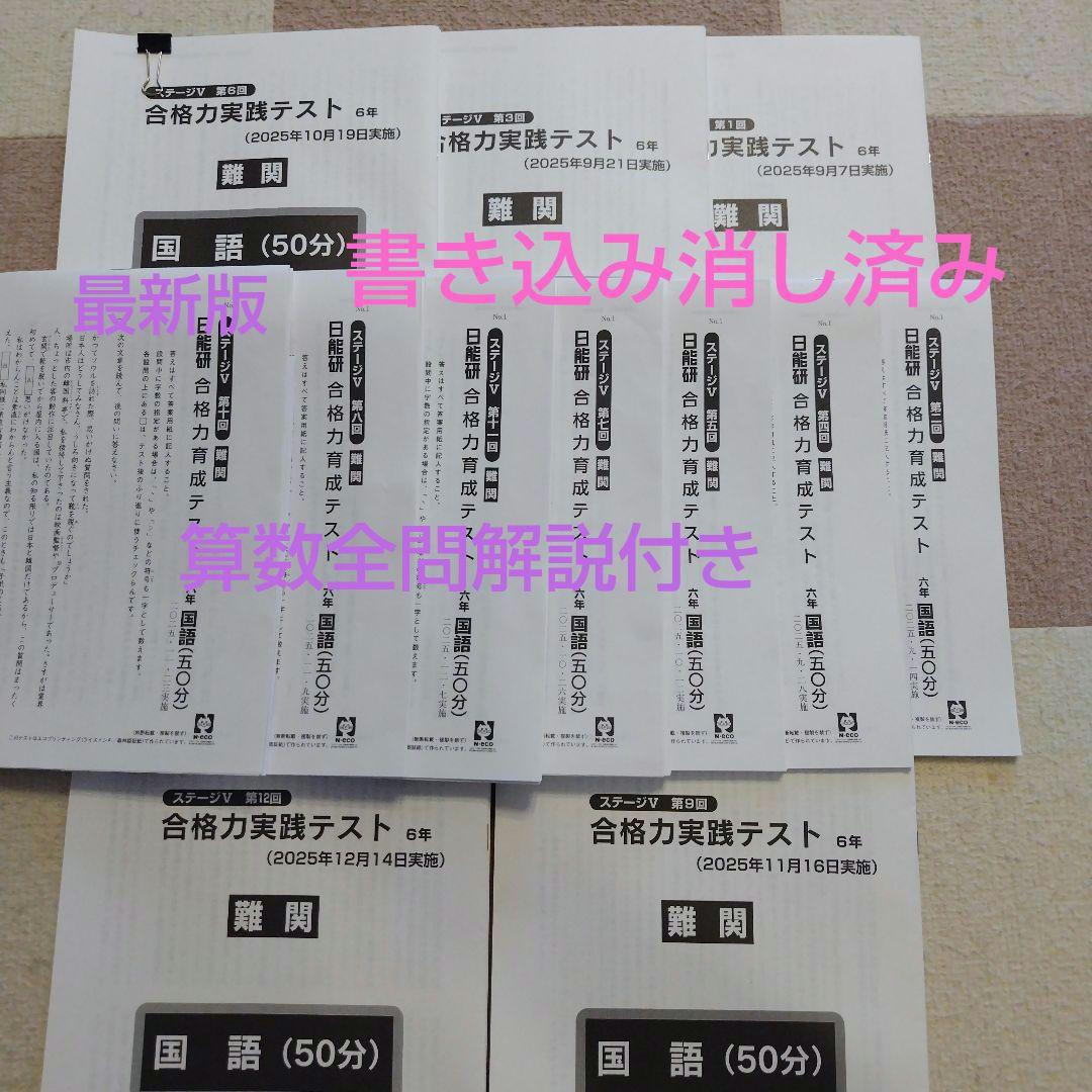 最新版】2025年日能研6年 後期 合格力育成テスト 合格力実践テスト