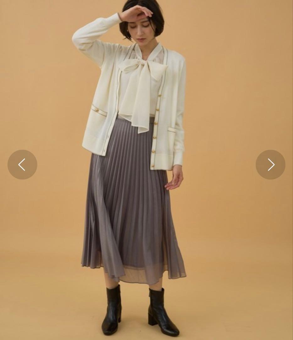 美品⁑アナイ ウールボイルボウタイブラウス アイボリー 38 シアー