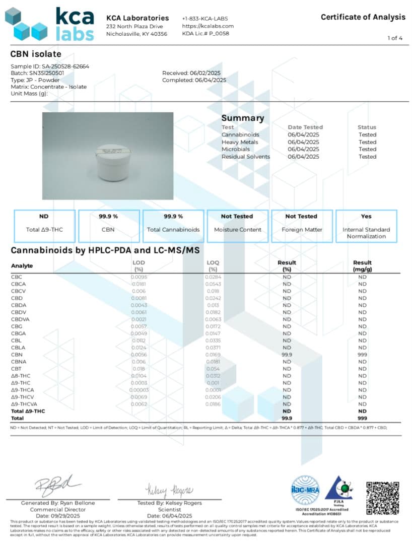 最終特価【CBNアイソレート 5g】純度99%以上／欧州産／食品通関＆新