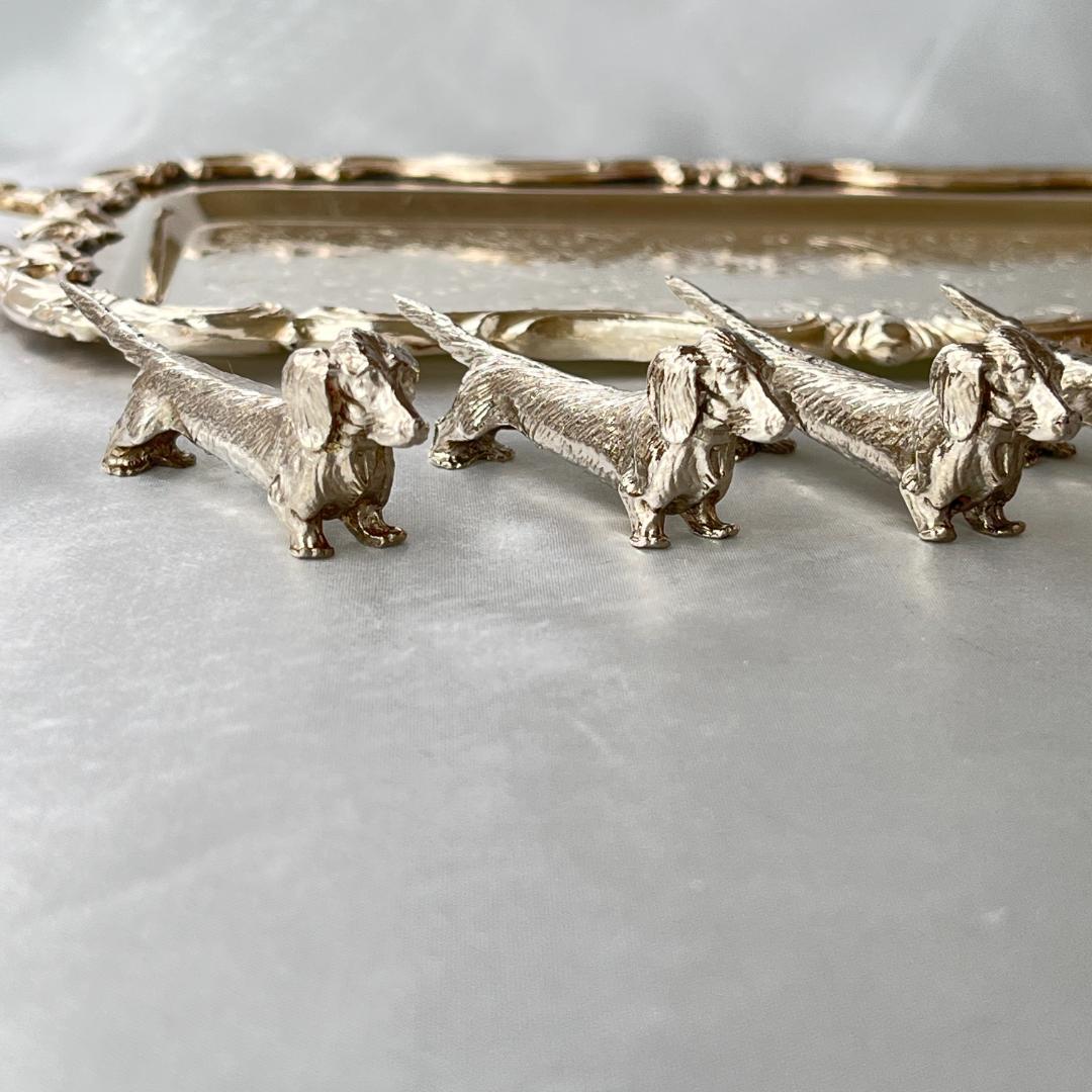 仏蘭西】 ダックスフンドのナイフレスト 5個組【シルバープレート