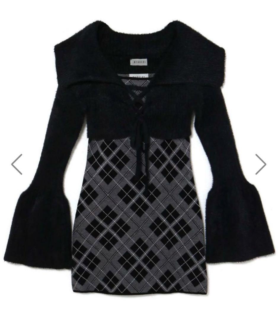 bubbles バブルス レースアップニットワンピース - メルカリ