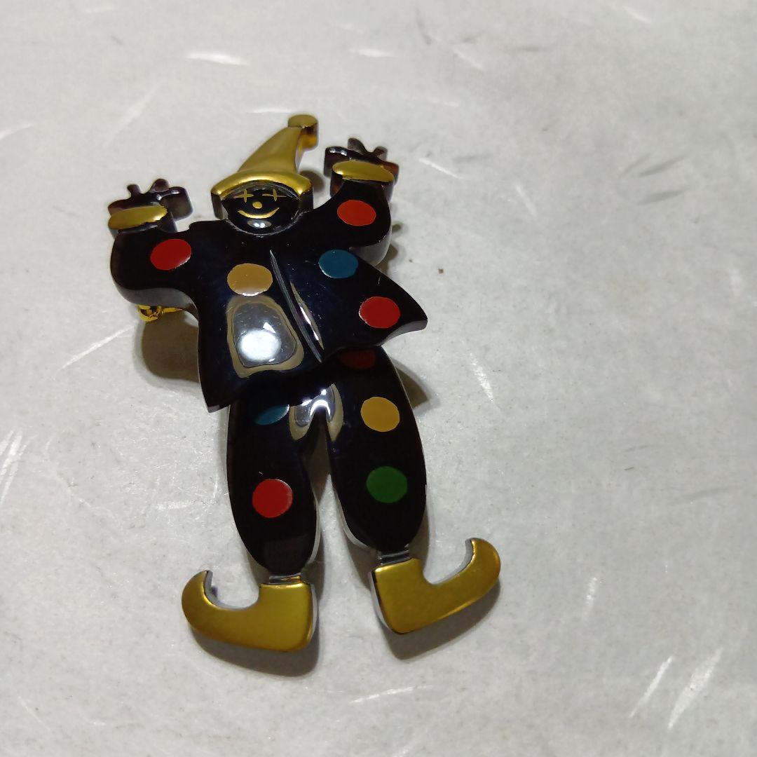 鼈甲蒔絵付きピエロペンダントブローチ 鼈甲螺鈿蒔絵一径作 ピエロ ネックレス ブローチ べっこう 鼈甲