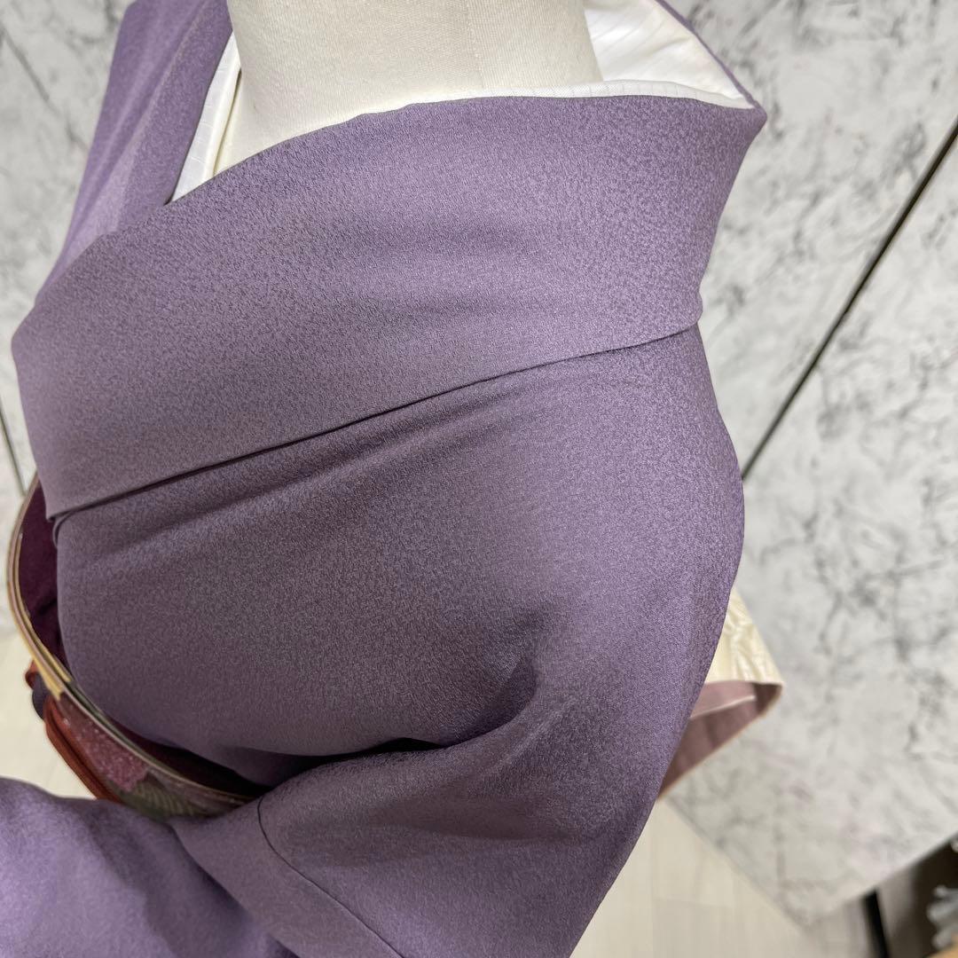 正絹付下げ 紫 作家、落款、一つ紋