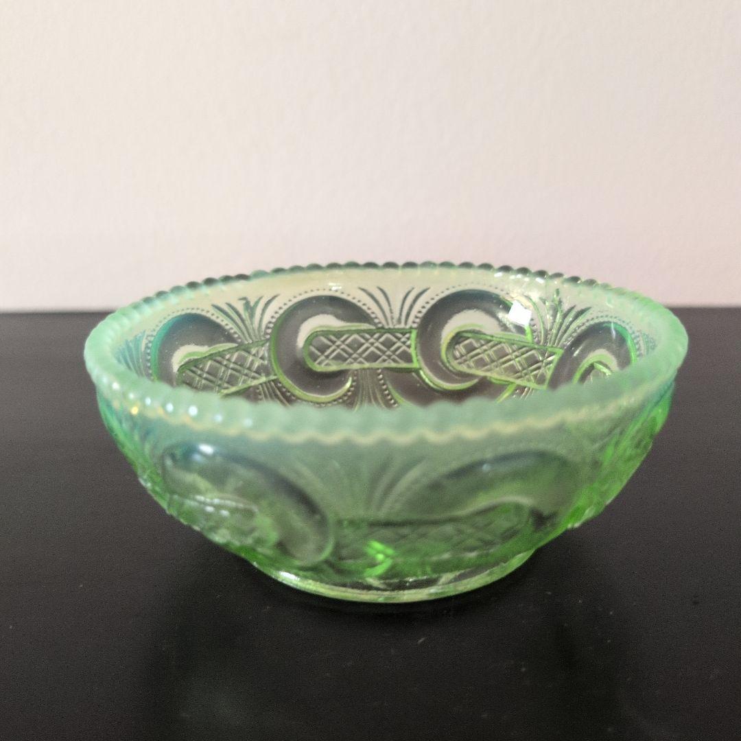 最終値下げ ウランガラス 渦つなぎ紋 鉢 3客