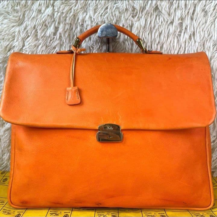 希少　フェリージ 　ブリーフバッグ ビジネス　トートバッグ　レザー　茶　オレンジ 希少 フェリージ ブリーフバッグ ビジネス トートバッグ レザー 茶