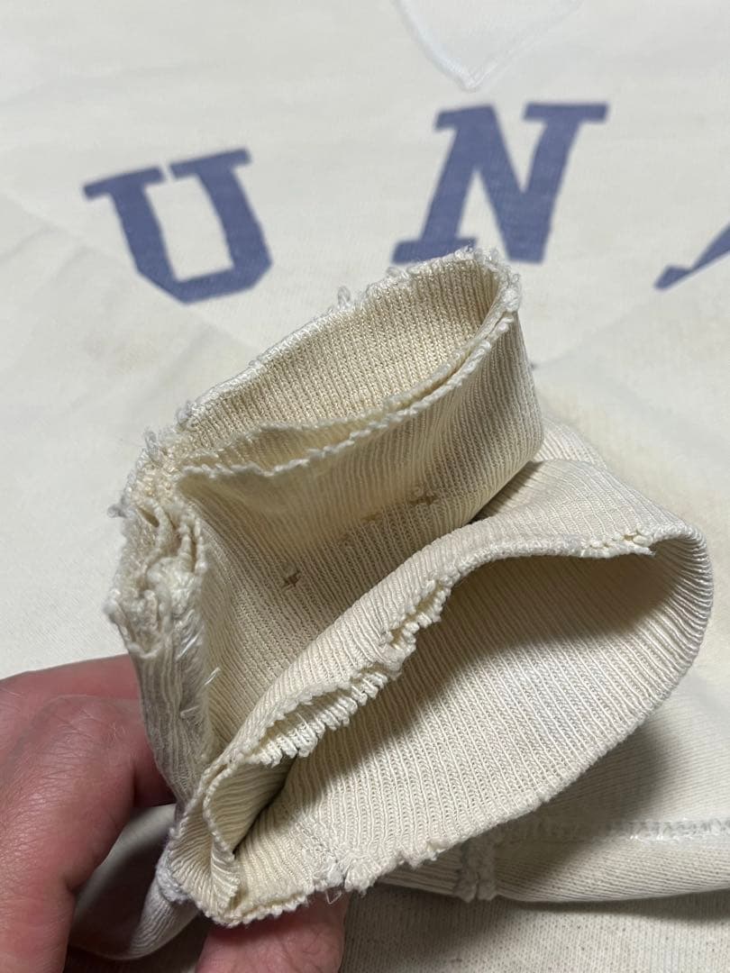 50s USA製 Russell スウェット \"UNI\" 前V 染み込み ボロ