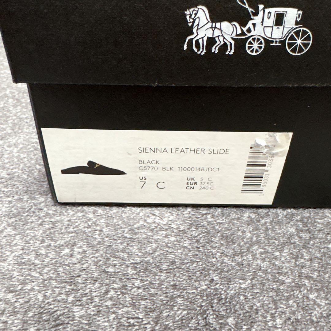 新品未使用 COACH シエナ レザー スライド ブラック 7C 24.0cm