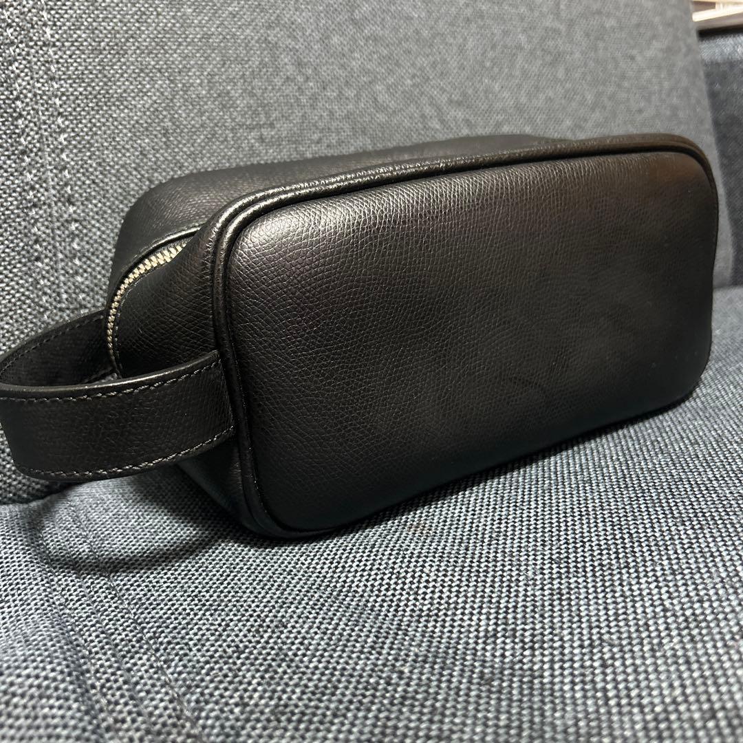 《極美品》EMPORIO ARMANI メンズ レザー ロゴ金具 セカンドバッグ