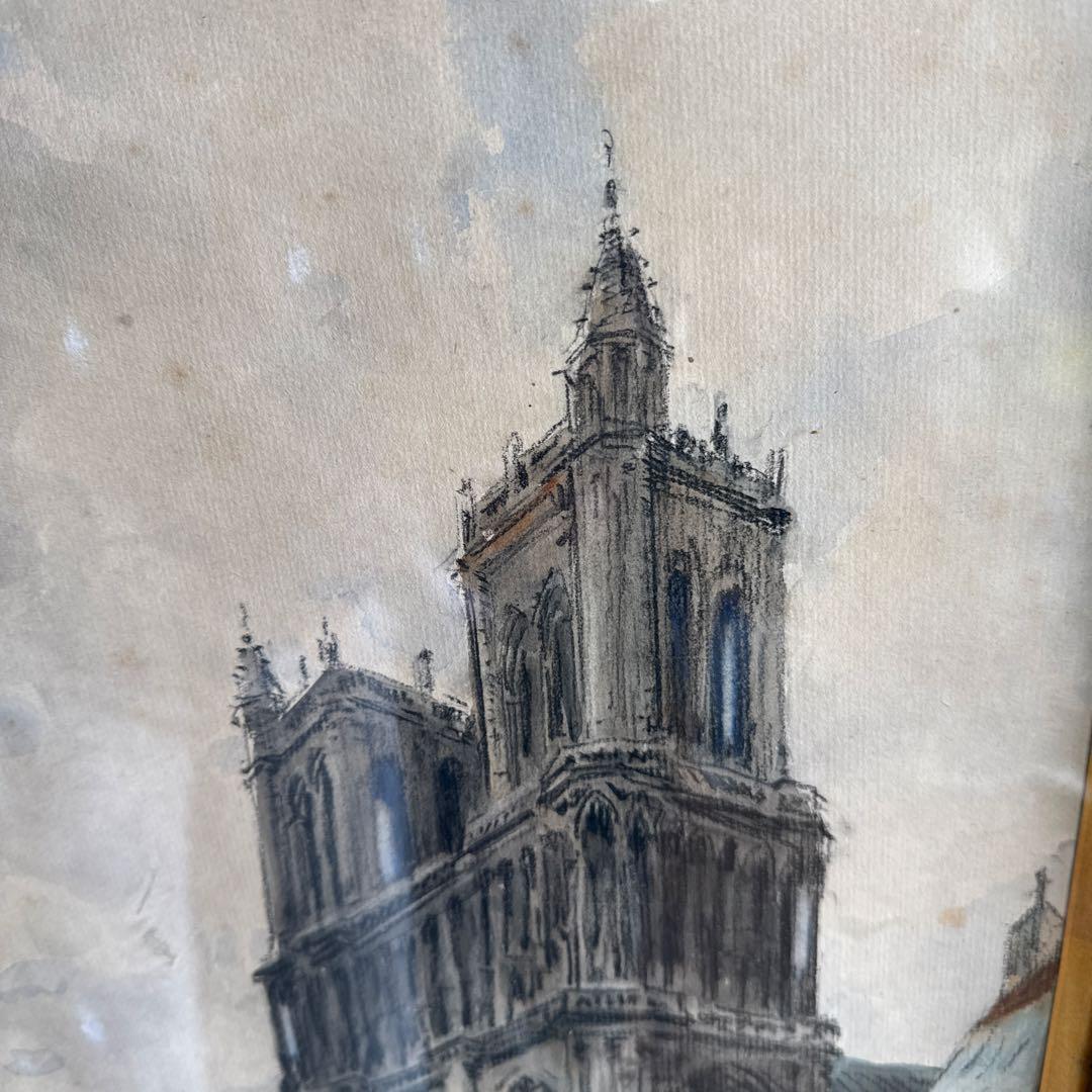 フランク、マイヤー、ボック 水彩画1934年 教会前のマンテス達 輸入