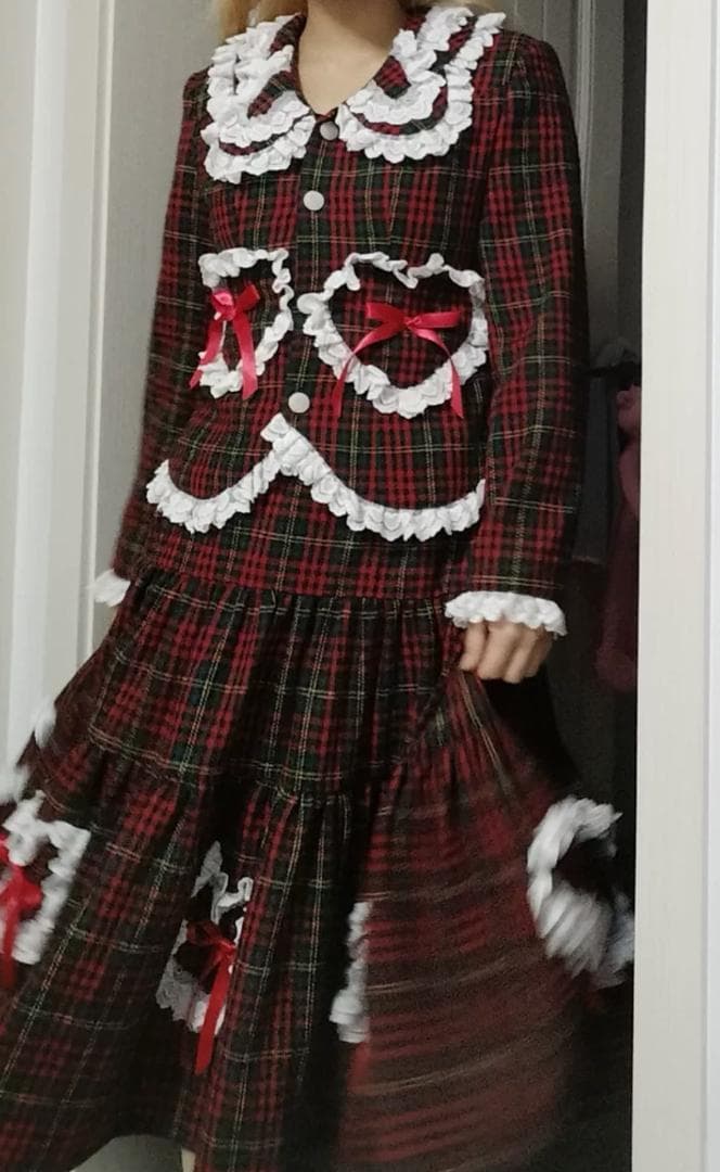 即納 新品 SOS MEME CLUB 赤チェック ハート セット - メルカリ