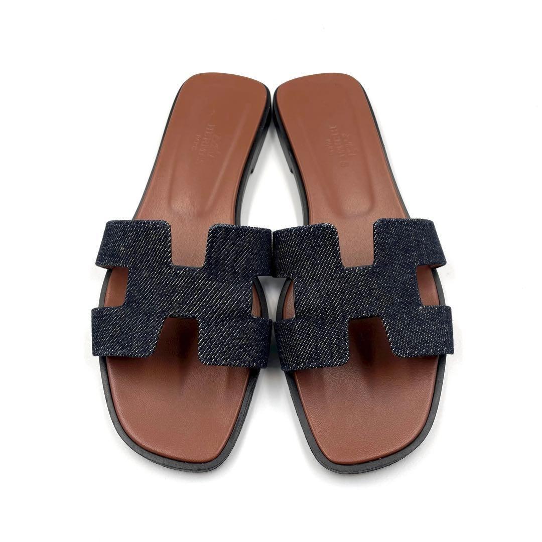 《未使用級》HERMES エルメス オラン サンダル デニム 36 1/2
