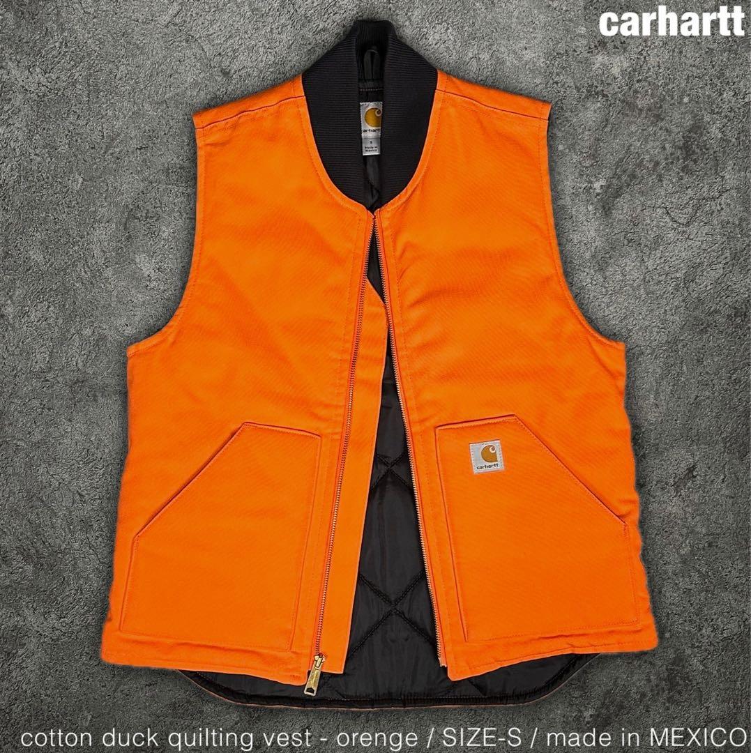 希少 carhartt ダック キルティング ワークベスト オレンジ カーハート