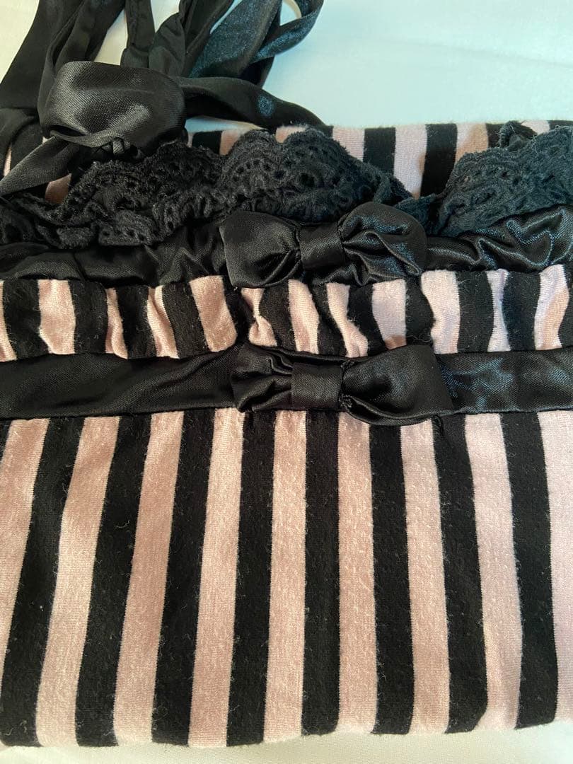 ★レア★　グラマラスジェーン　ストライプ胸元フリルキャミ　ピンク×黒　平成ギャル