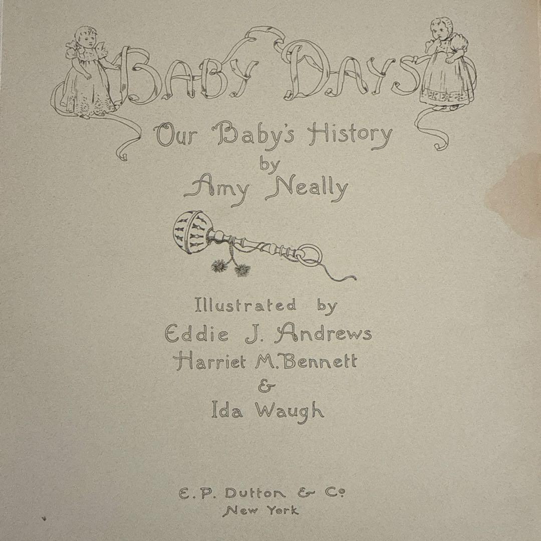 稀少1904年美しいアンティーク雑記帳ベビーアルバム洋書ジャンク