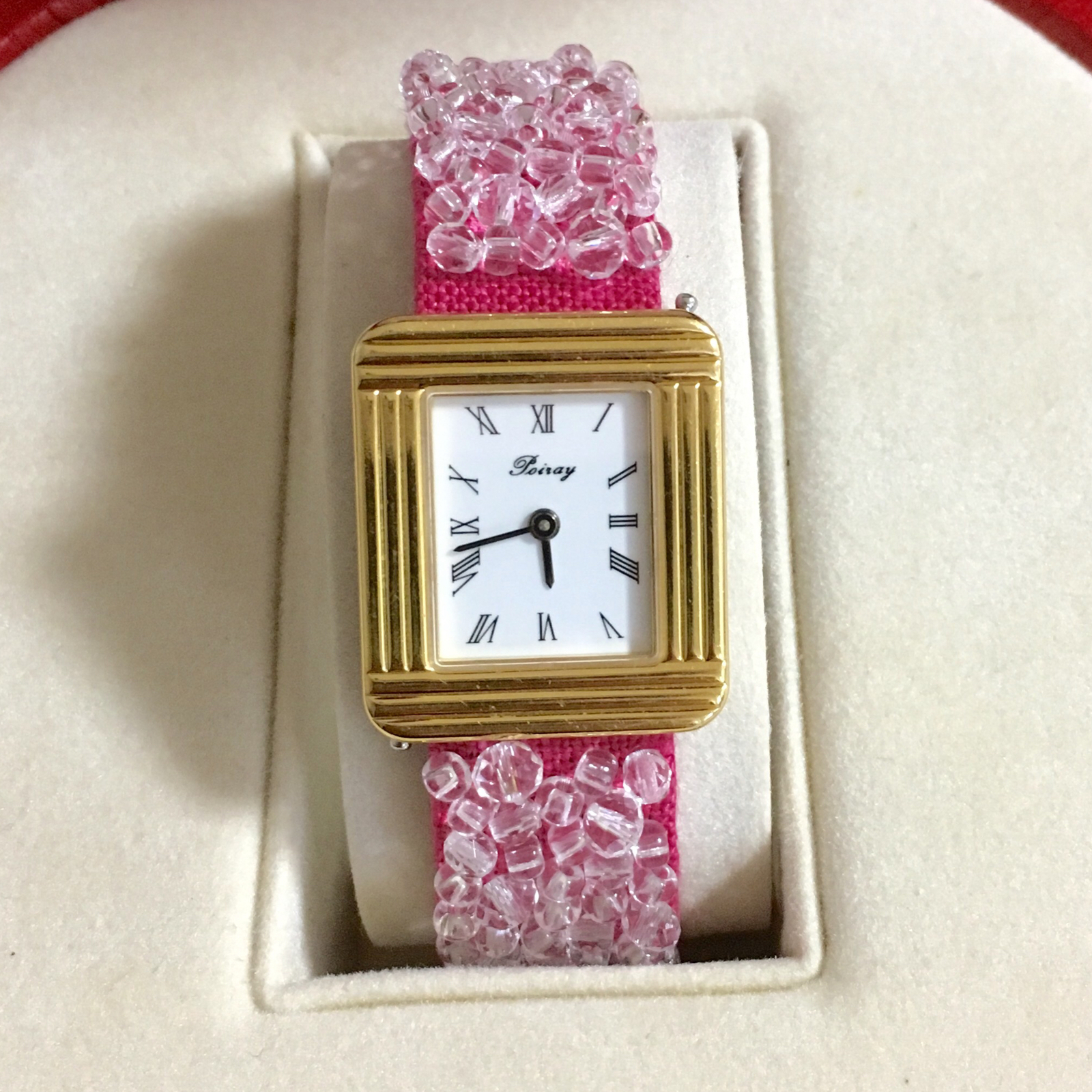 Poirayポアレ等ワンタッチ式時計用ベルト＊スエード グレンチェック