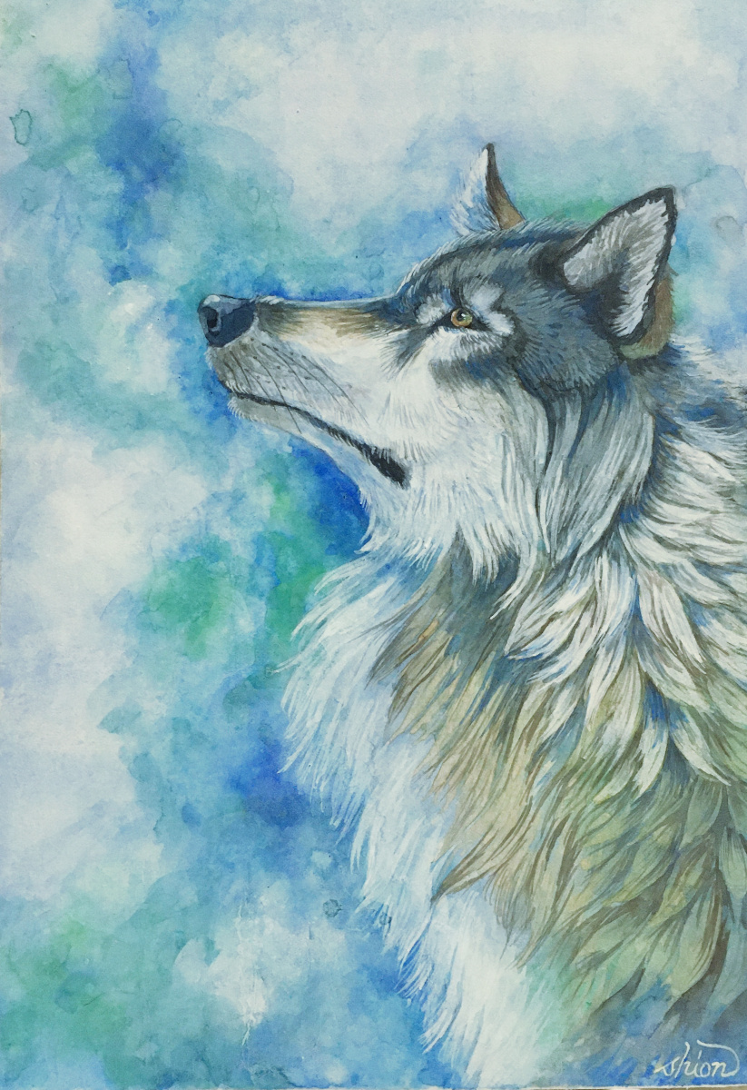 動物絵画 狼の横顔 日本画 原画 - 紫苑工房 | minne byGMOペパボ 国内