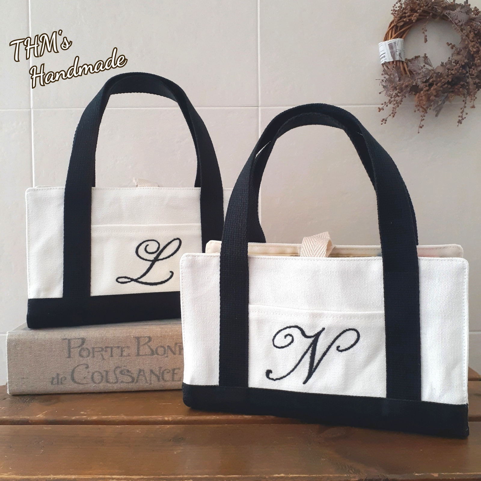 トートバッグみたいなレビューブックカバー スタディガイドカバー 刺繍