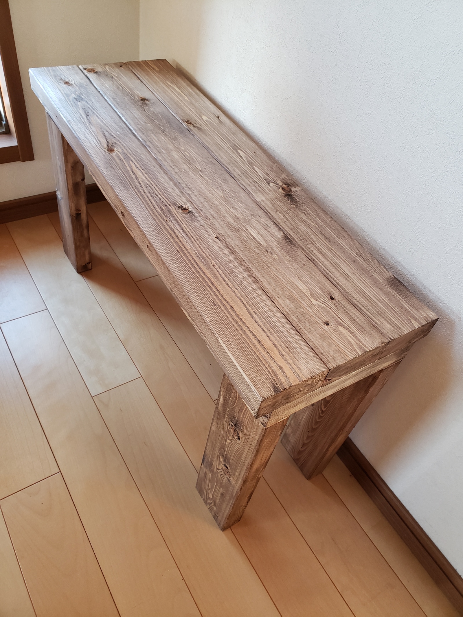 ウッドベンチ アンティーク ワックス仕上げ ウォールナット