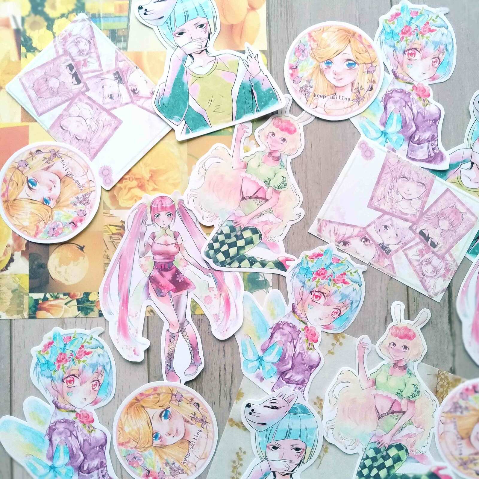 女の子 人物 ステッカー 6種セット コラージュ 手帳 日記デコ コーデ