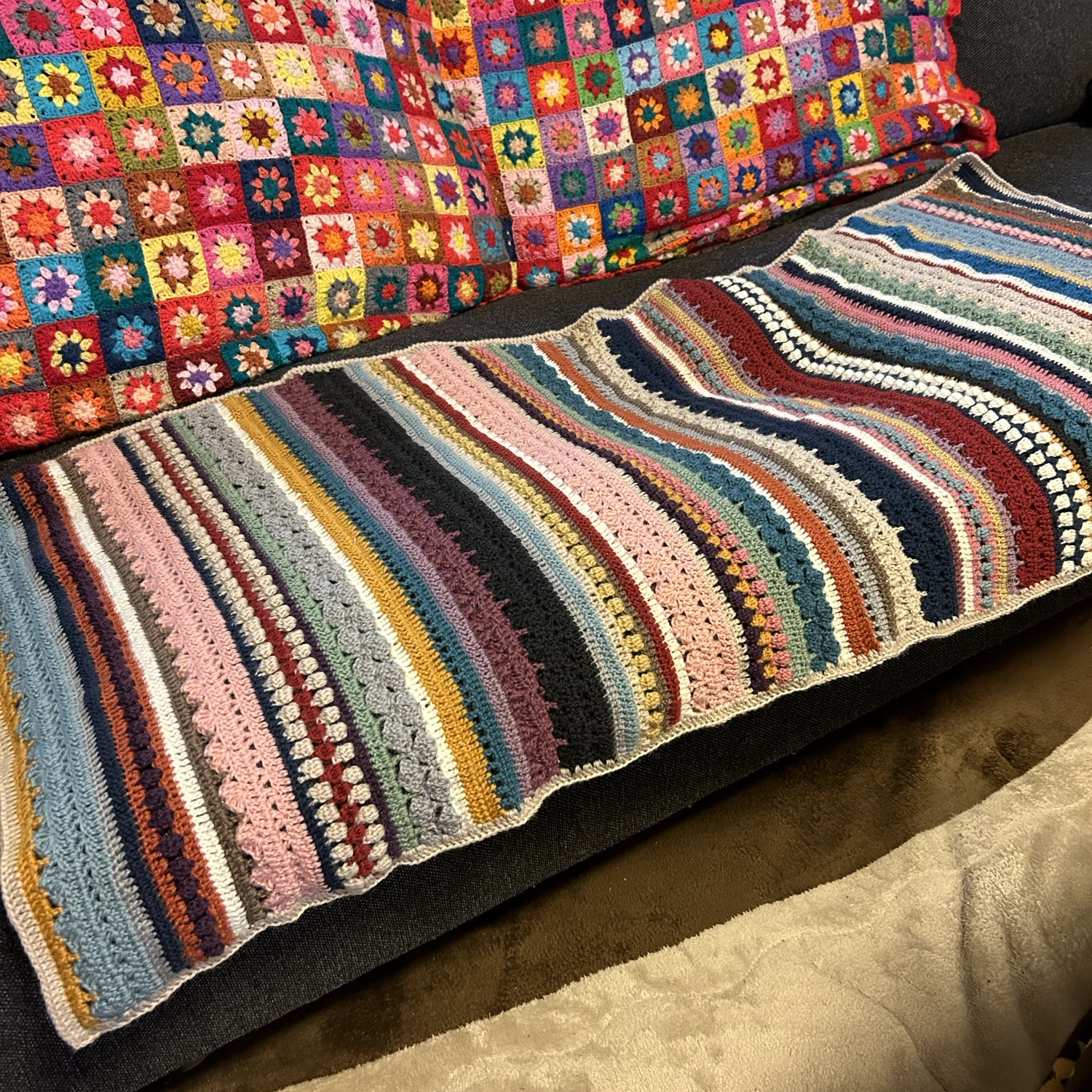 送料込み】ブランケット/スパイシー編み/マルチカバー/ソファーカバー