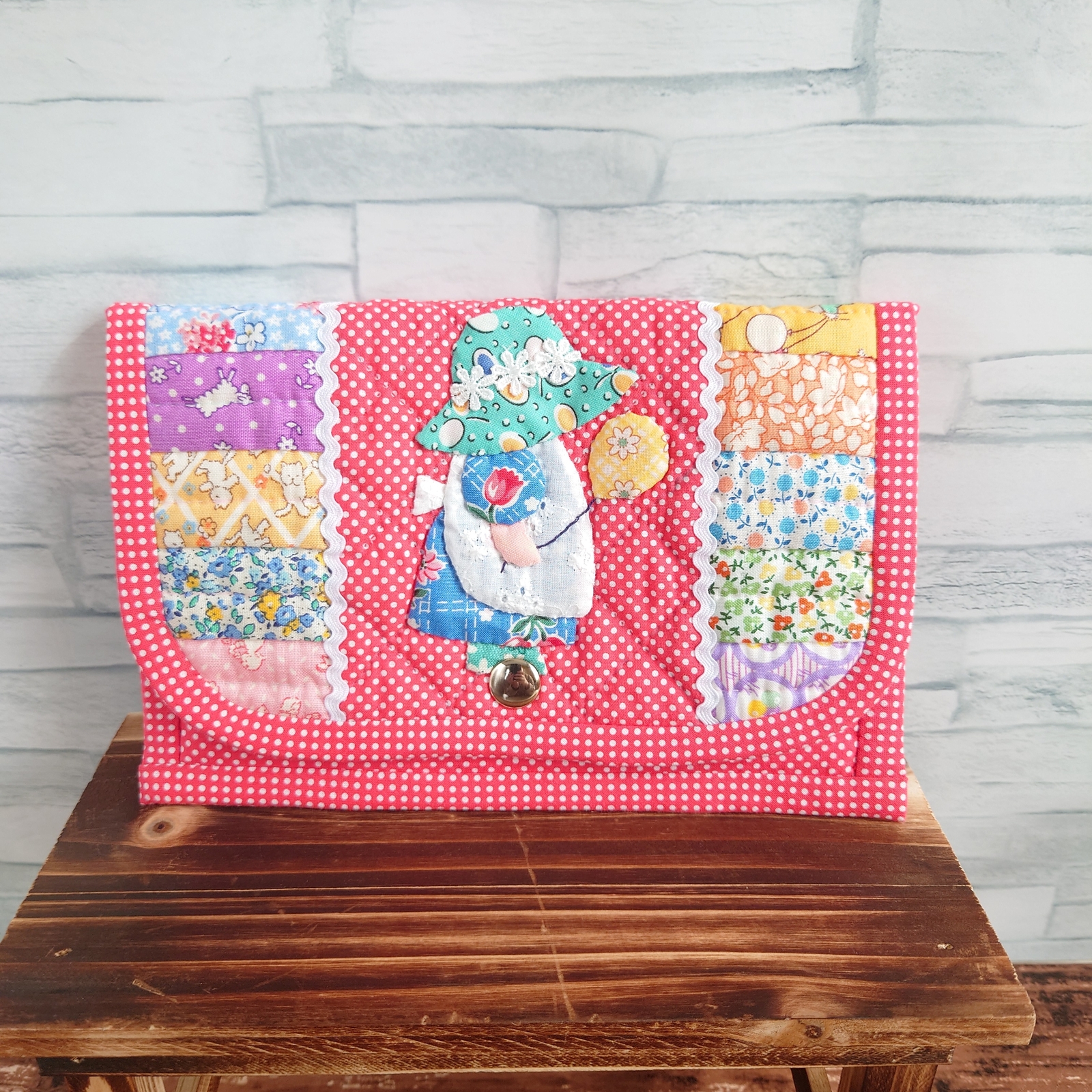 ハワイアンキルト☆モンステラのスクエアバッグ（ブルーグリーン