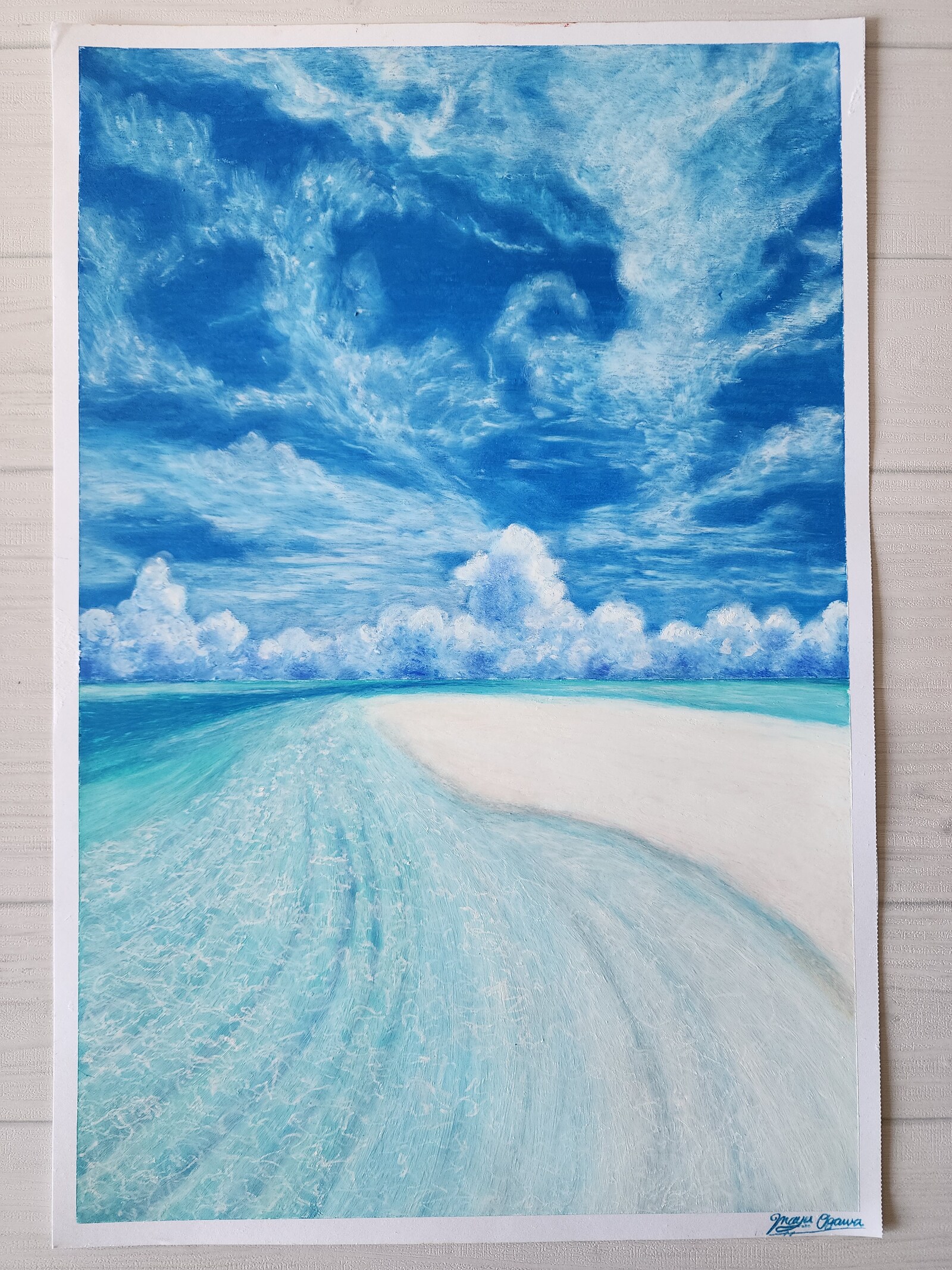 絵 絵画 風景画 パステル画 海 アート - ☆ハッピーカラー☆ | minne