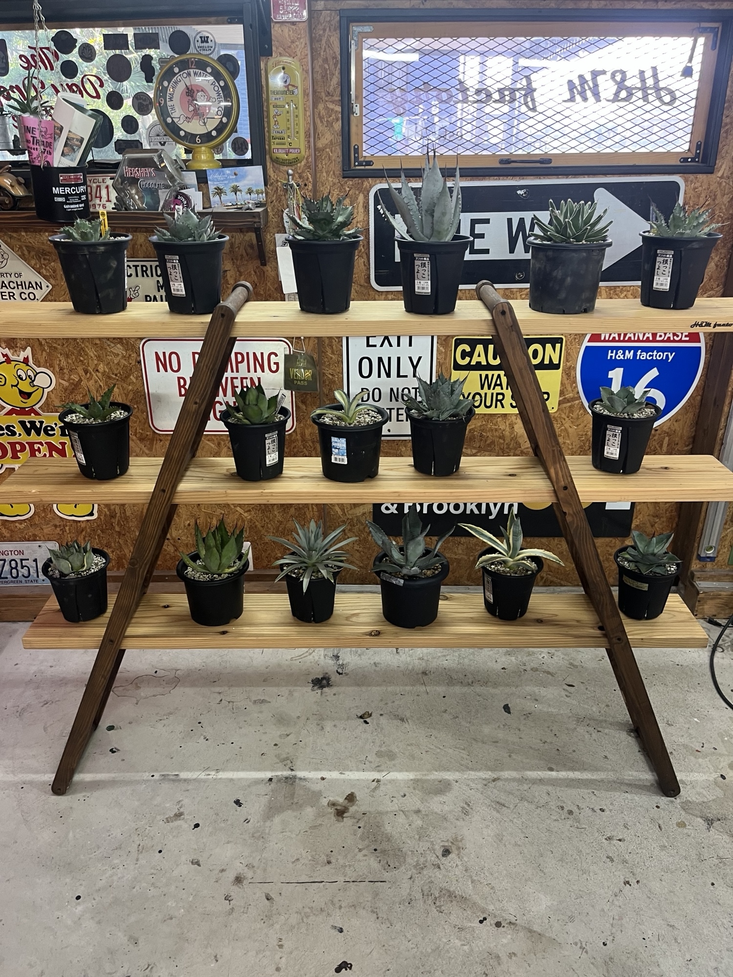 ドラム缶リメイクオープン2段ラック(LEDライト付き)［受注製作