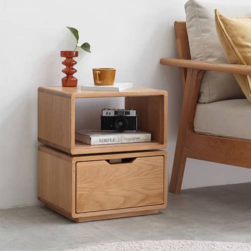 横幅40】サイドテーブル 引き出し付き オープン収納