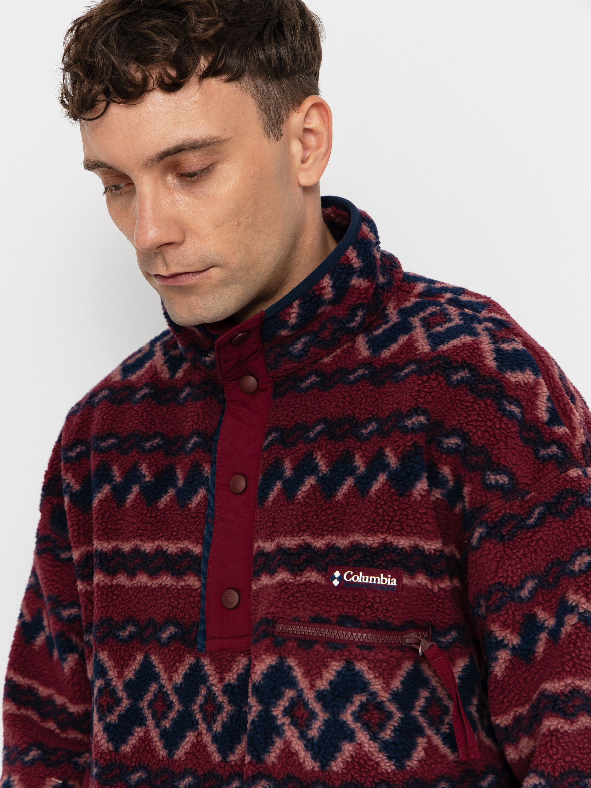 Columbia Helvetia II Printed Half Snap Fleece - burgundy (rich
