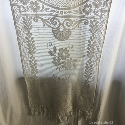 カーテンF)フランス アンティーク フィレレース カーテン 天使