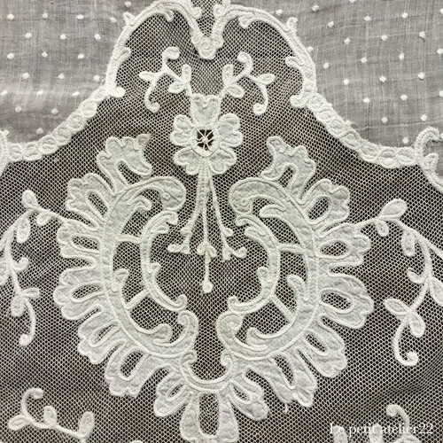 フランスアンティーク コーネリー 刺繍 カーテン アンティークコーネ