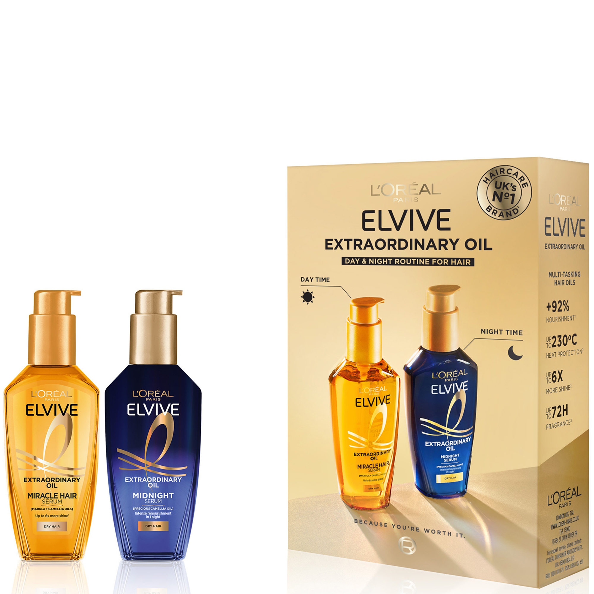 L'Oreal Paris Elvive Extraordinary Oil Day & Night Set | LOOKFANTASTIC