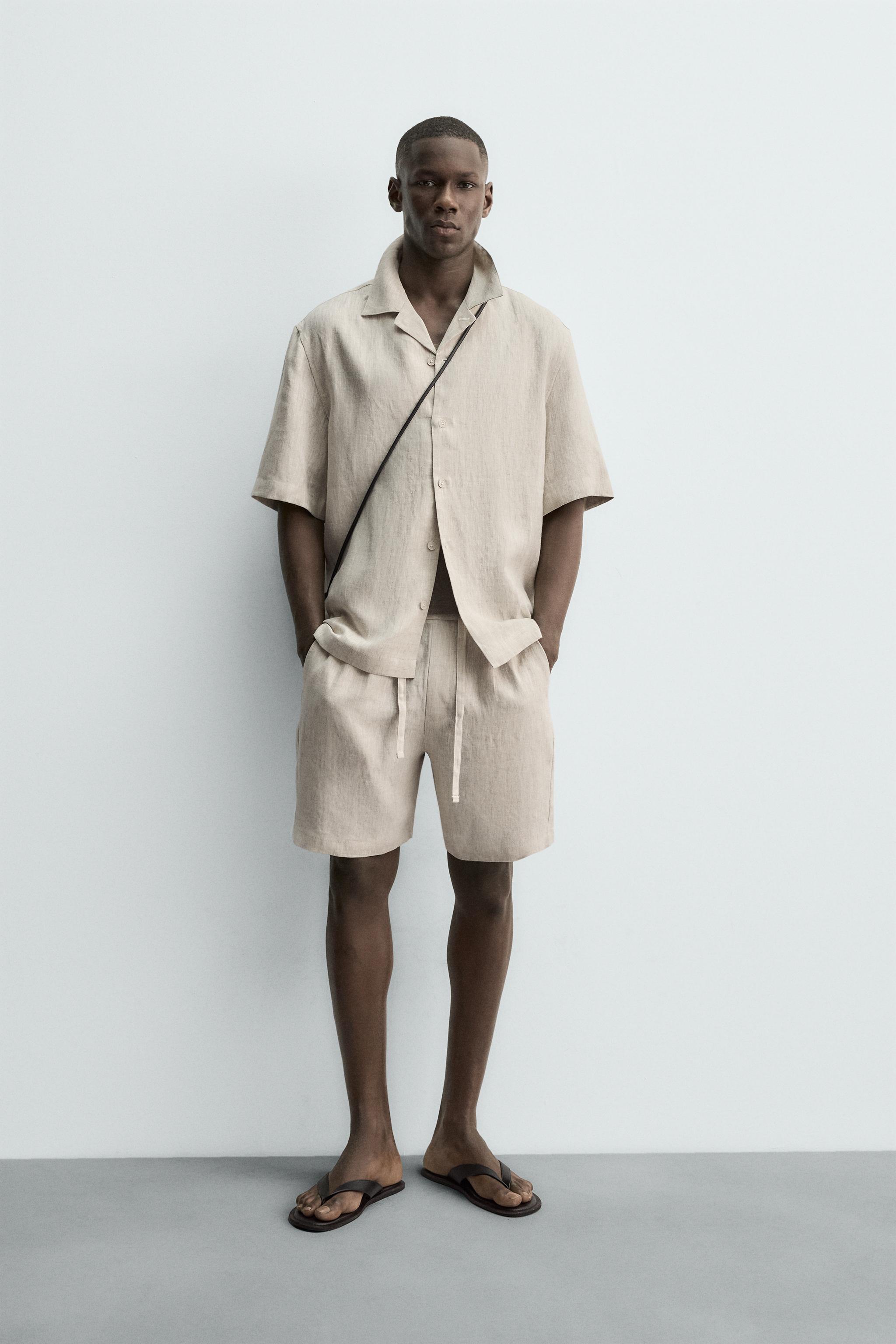 リラックスフィット100%リネンシャツ - ライトベージュ | ZARA Japan