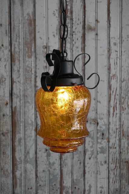 アンティーク 小型アンバーガラス吊り下げランプ - STAGE ANTIQUE