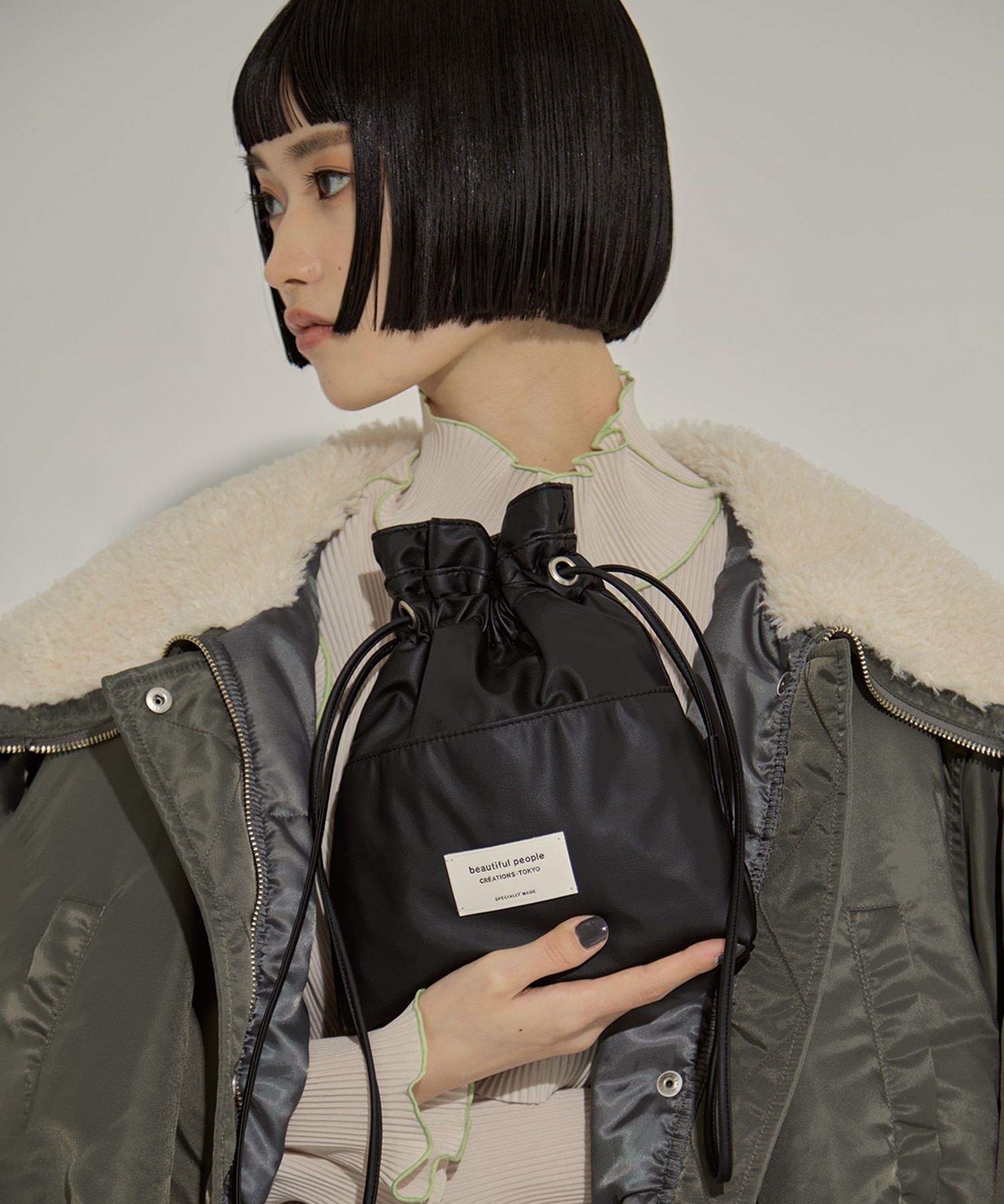 別注2wayショルダー巾着バッグ(FREE SILVER): beautiful people