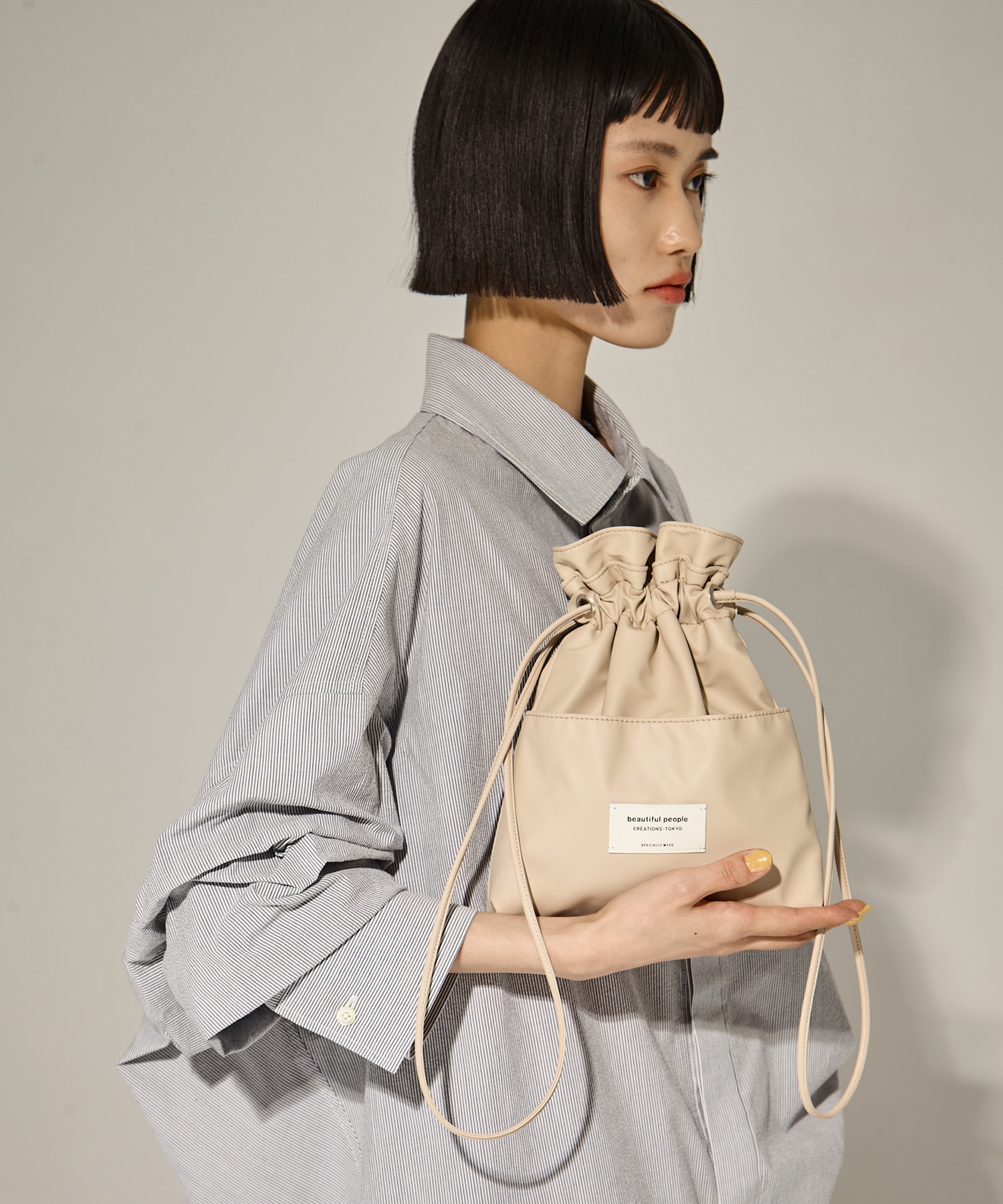 別注2wayショルダー巾着バッグ(FREE BEIGE): beautiful people: WOMENS