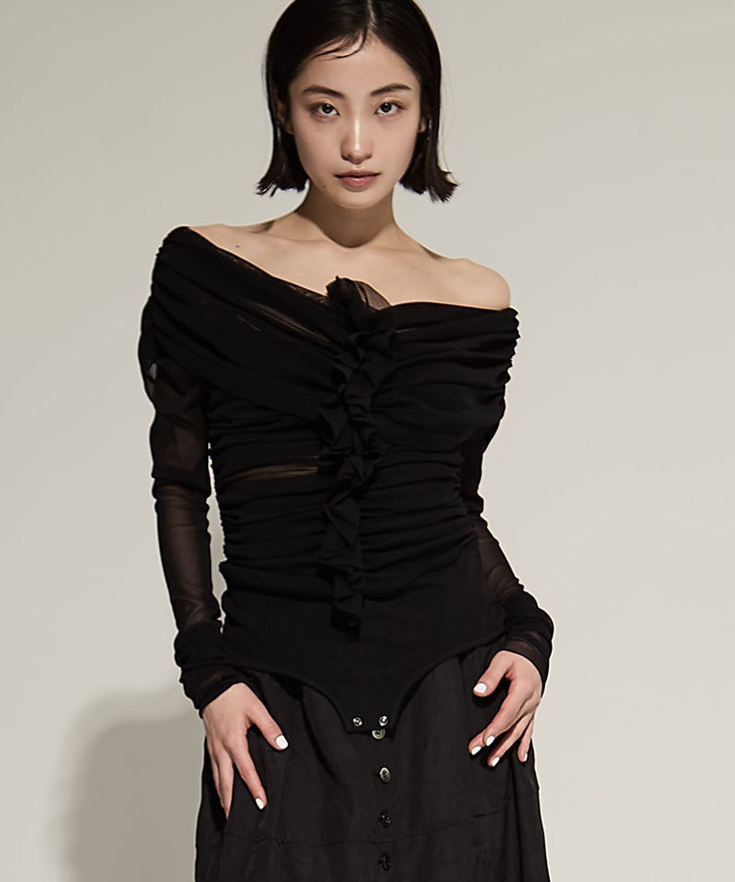 TULLE FRILLED BODYSUIT(1 BLACK): FETICO: WOMENS｜ STUDIOUS ONLINE