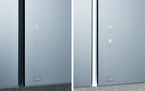 美ルック ツインラインLED 木製3面鏡・5面鏡 タッチレス調光調色タイプ