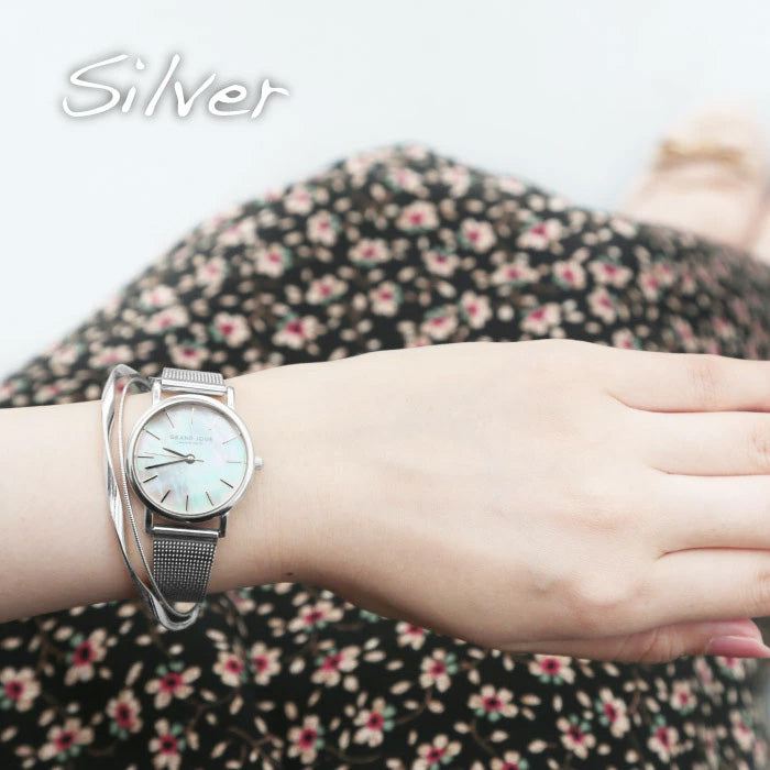 MJ-GJUA01 メッシュベルトと白蝶貝ダイヤルが特徴の高見え日本製