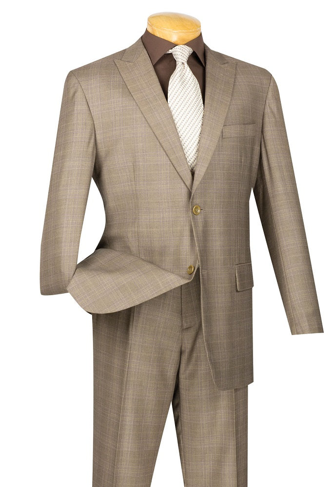 Men's Tan Glen Plaid Executive Suit Classic Fit 2RW-1