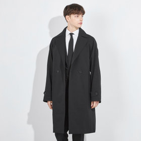 SL】ウールブレンド ラグランダブルチェスターコート/ネイビー/RE
