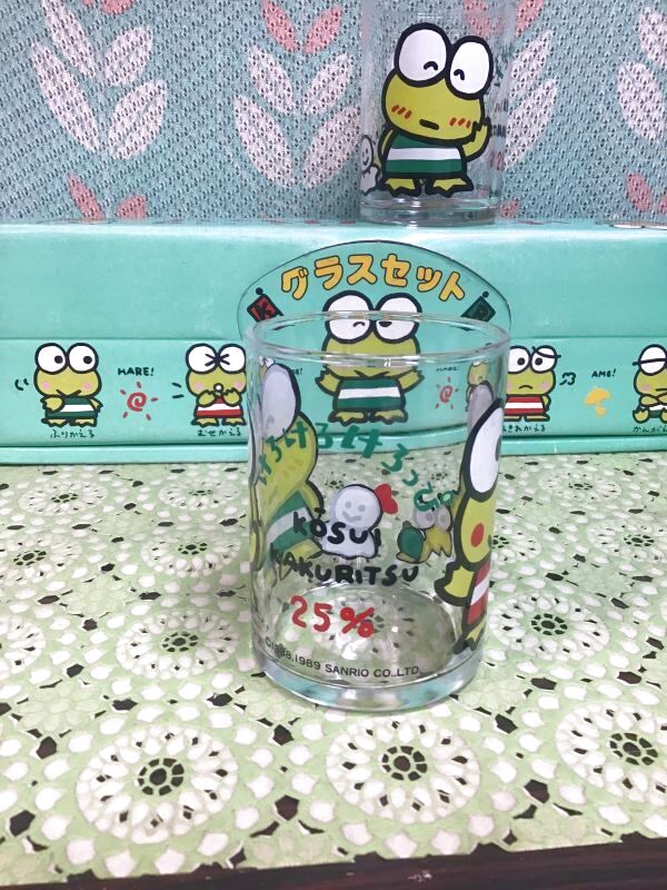 SANRIO サンリオ旧ロゴ 80年代 ケロケロけろっぴグラス 1個売り GL46