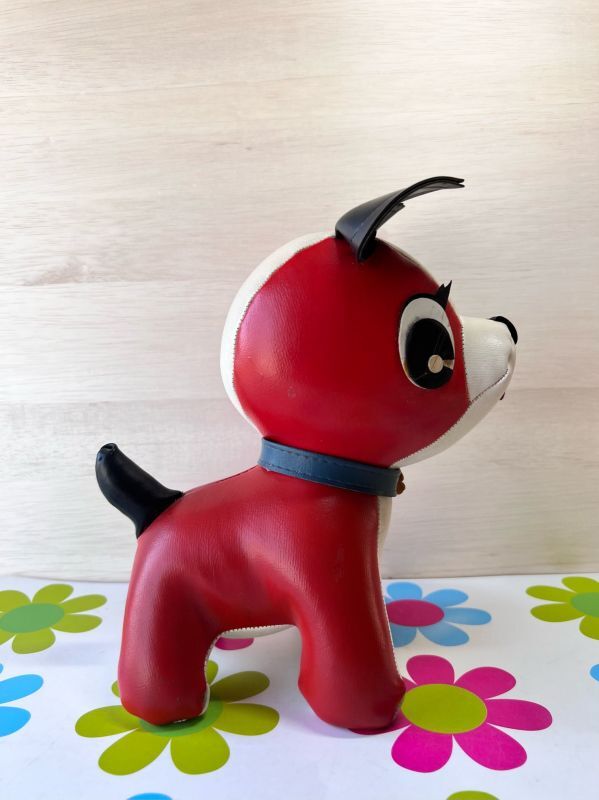 vintageワンちゃん♪ おがくず人形 赤い犬 ぬいぐるみ MC35